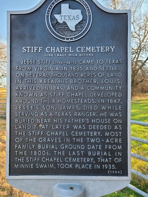 Stiff Chapel Cemetery Marker image. Click for full size.