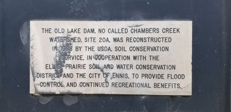 Reverse side of the Old Lake Dam Marker image. Click for full size.