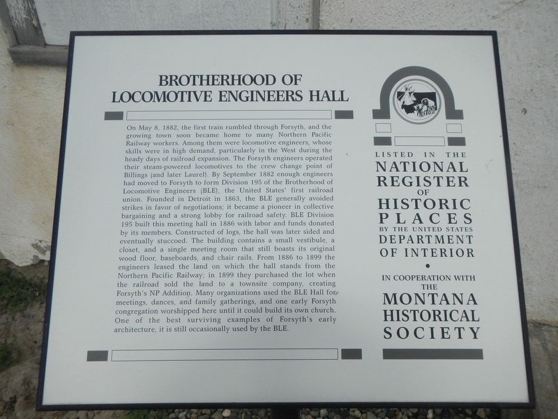 Brotherhood of Locomotive Engineers Hall Marker. Click for full size. Brotherhood of Locomotive Engineers Hall Marker image. Click for full size.