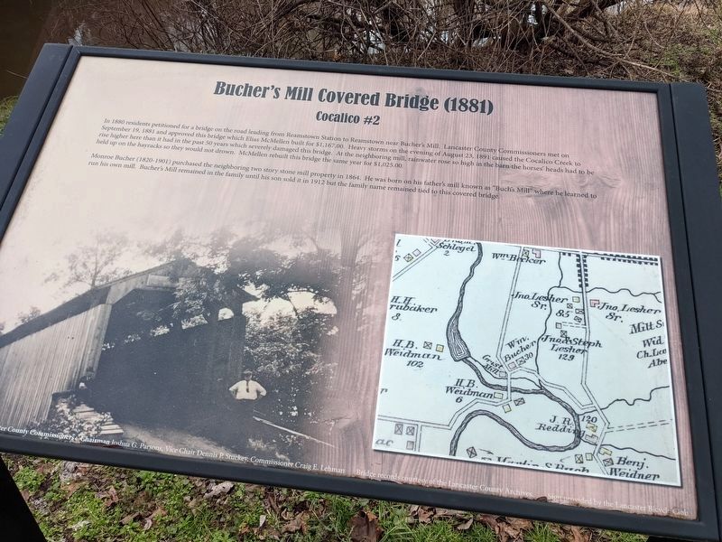 Bucher's Mill Covered Bridge (1881) Marker image. Click for full size.