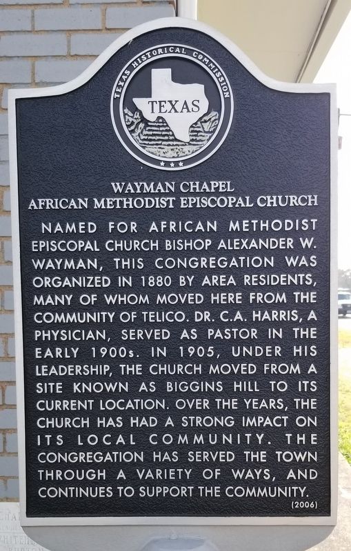 Wayman Chapel African Methodist Episcopal Church Marker image. Click for full size.