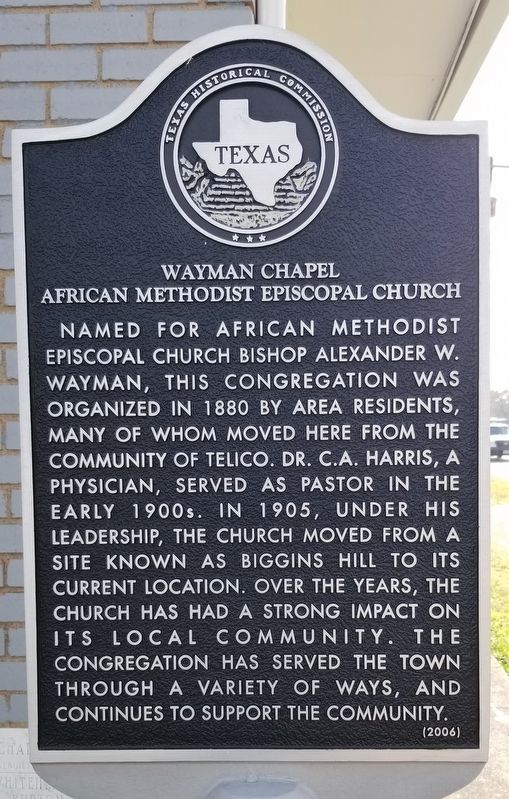 Wayman Chapel African Methodist Episcopal Church Marker. Click for full size. Wayman Chapel African Methodist Episcopal Church Marker image. Click for full size.