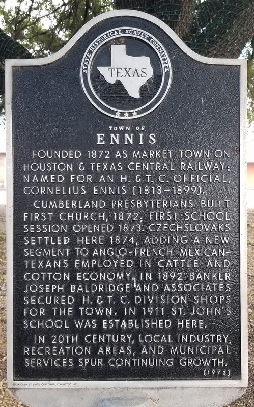 Town of Ennis Marker image. Click for full size.