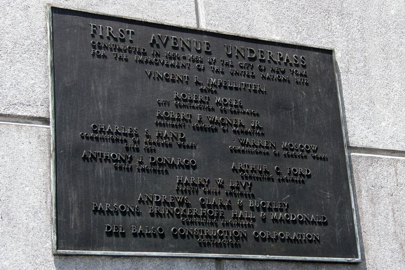 First Avenue Underpass plaque image. Click for full size.
