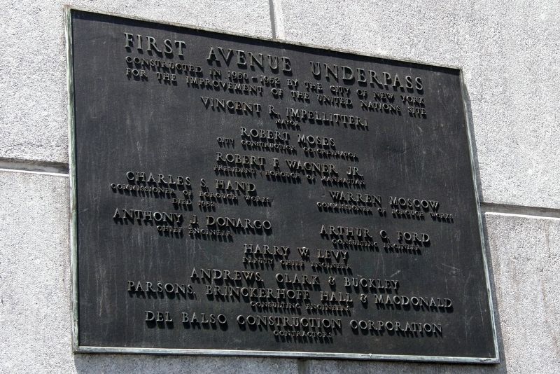 First Avenue Underpass plaque. Click for full size. First Avenue Underpass plaque image. Click for full size.