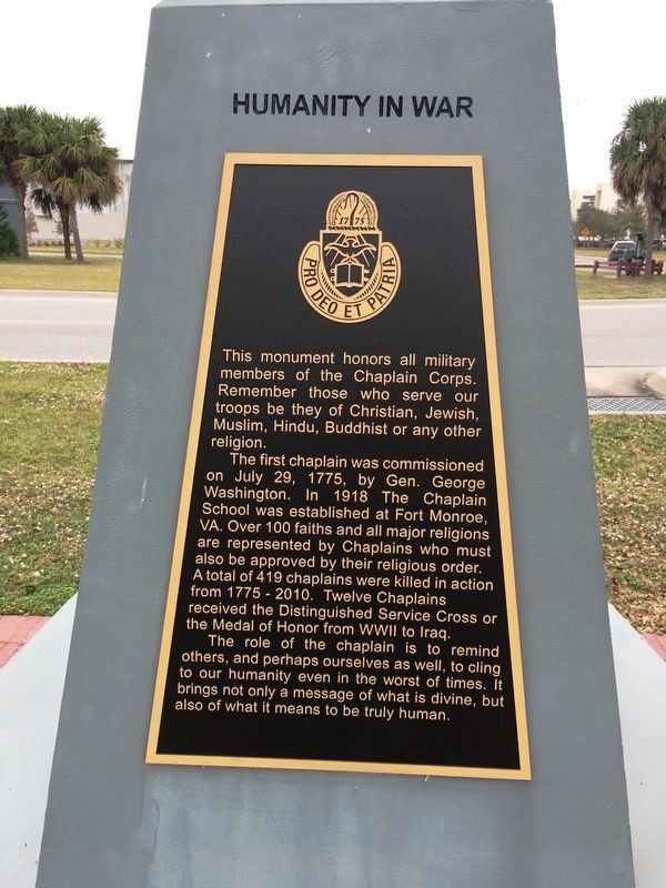 U.S. Military Chaplain Corps Marker - Humanity In War. Click for full size. U.S. Military Chaplain Corps Marker - Humanity In War image. Click for full size.