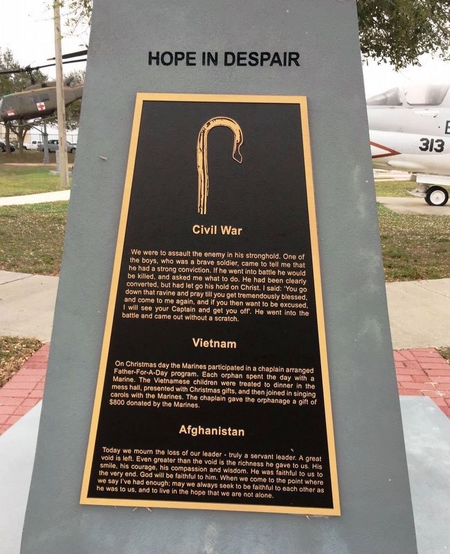 U.S. Military Chaplain Corps Marker - Hope In Despair. Click for full size. U.S. Military Chaplain Corps Marker - Hope In Despair image. Click for full size.