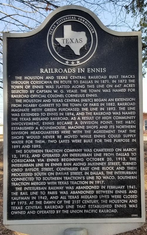 Railroads in Ennis Marker. Click for full size. Railroads in Ennis Marker image. Click for full size.