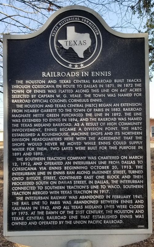 Railroads in Ennis Marker image. Click for full size.