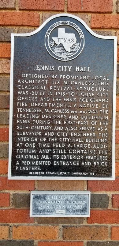 Ennis City Hall Marker image. Click for full size.