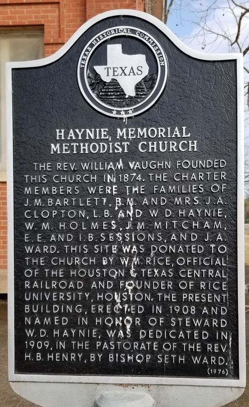 Haynes Memorial Methodist Church Marker image. Click for full size.