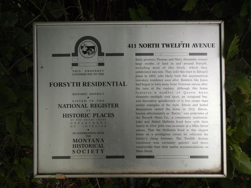411 North Twelfth Avenue Marker image. Click for full size.