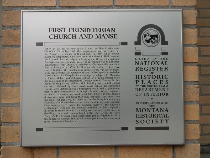 First Presbyterian Church and Manse Marker image. Click for full size.