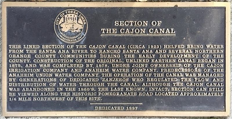 Cajon Canal Marker image. Click for full size.