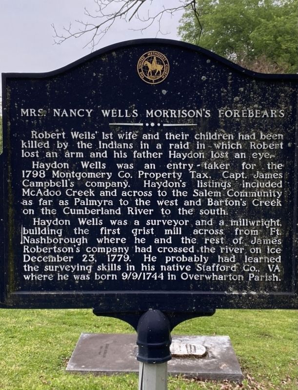 Mrs. Nancy Wells Morrison’s Forebears/Mrs. Josiah Morrison / Granddaughter of Haydon Wells Marker image. Click for full size.
