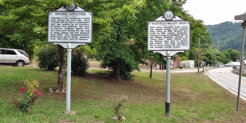 Divided Loyalties and Hatfield-McCoy Feud Markers image. Click for full size.