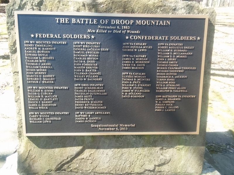 The Battle of Droop Mountain Marker image. Click for full size.
