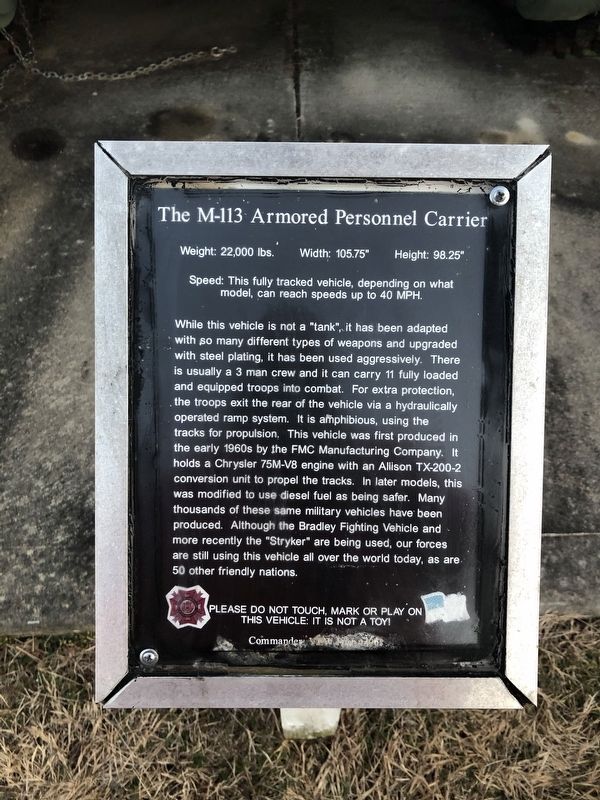 The M-113 Armored Personnel Carrier Marker image. Click for full size.