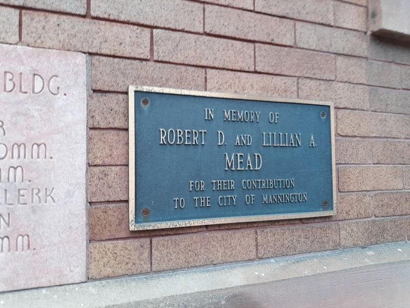 Mannington Municipal Building additional memorial tablet. Click for full size. Mannington Municipal Building additional memorial tablet image. Click for full size.