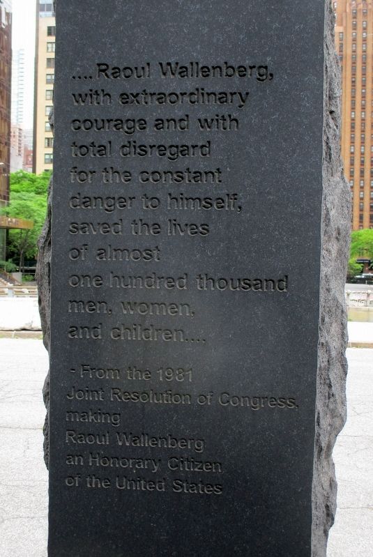 Raoul Wallenberg Monument, Pillar 4. Click for full size. Raoul Wallenberg Monument, Pillar 4 image. Click for full size.