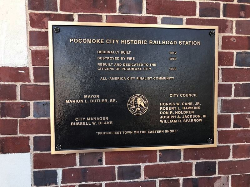 Pocomoke City Historic Railroad Station Marker image. Click for full size.
