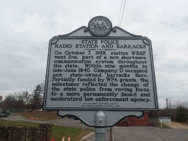 State Police Radio Station And Barracks Marker image. Click for full size.