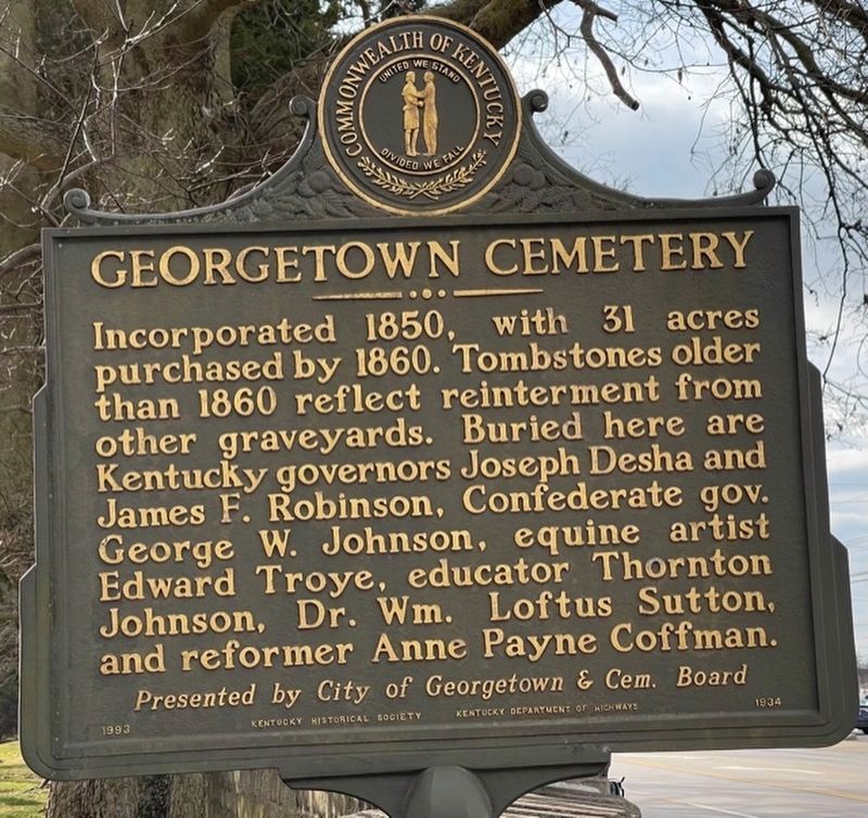Georgetown Cemetery Marker image. Click for full size.