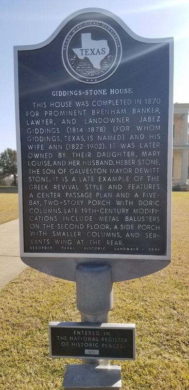 Giddings-Stone House Marker. Click for full size. Giddings-Stone House Marker image. Click for full size.