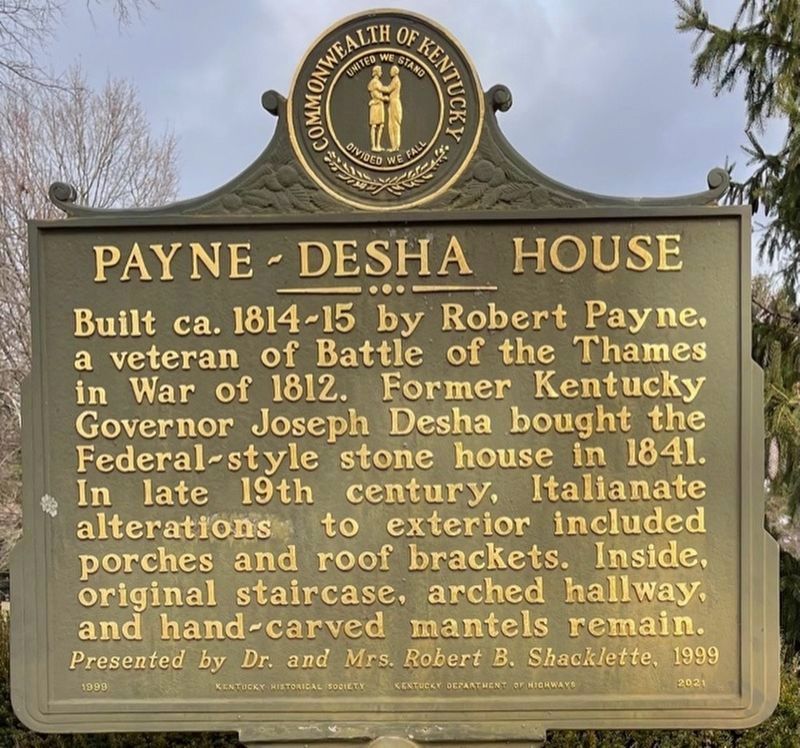 Payne-Desha House side of the marker. Click for full size. Payne-Desha House side of the marker image. Click for full size.