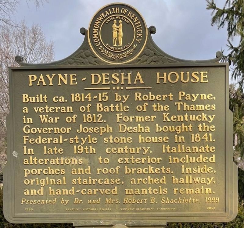Payne-Desha House side of the marker image. Click for full size.
