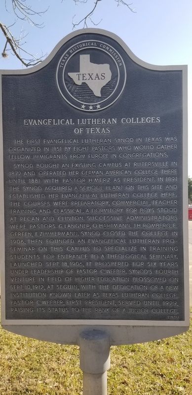 Evangelical Lutheran Colleges of Texas Marker image. Click for full size.