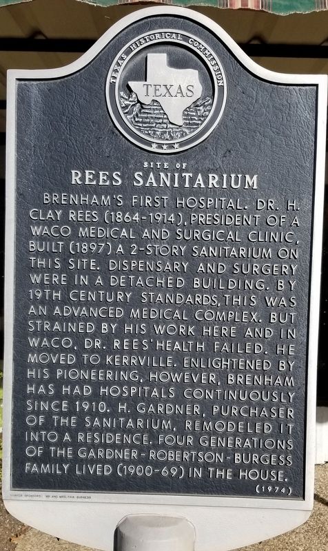 Site of Rees Sanitarium Marker image. Click for full size.