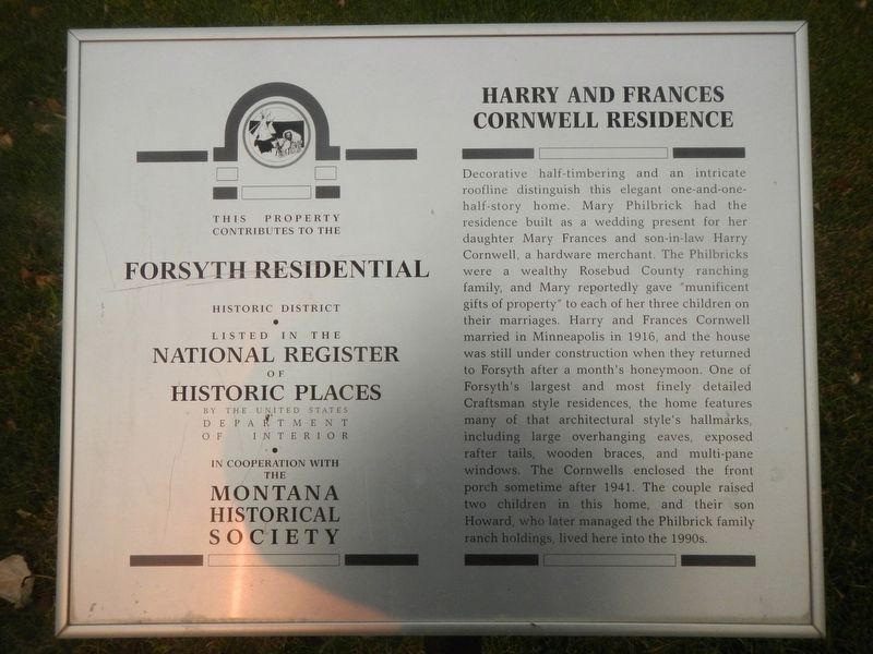 Harry and Frances Cornwall Residence Marker image. Click for full size.