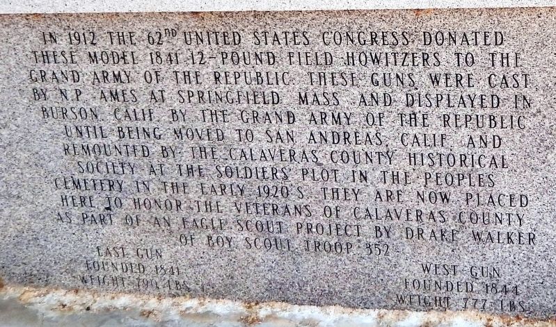 Model 1841 12-Pound Field Howitzers Marker image. Click for full size.