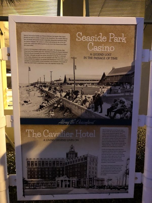 Seaside Park Casino / The Cavalier Hotel Marker [Center panel] image. Click for full size.