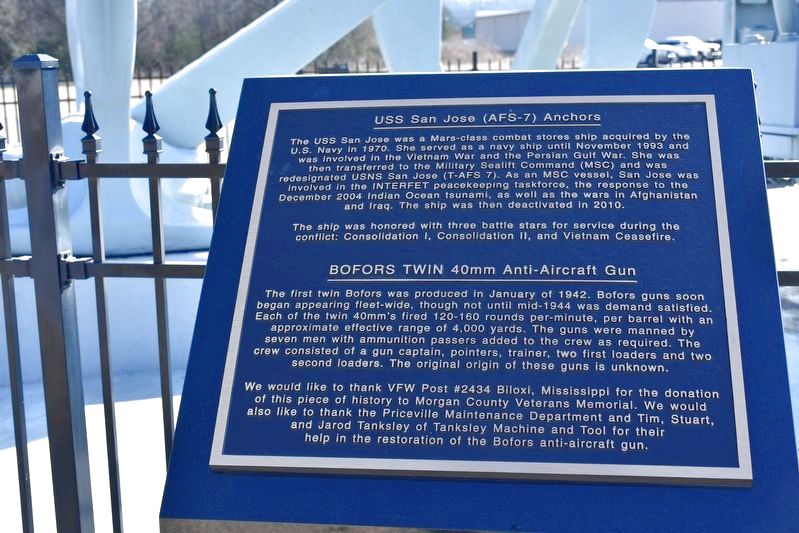 USS San Jose (AFS-7)Anchors Marker image. Click for full size.