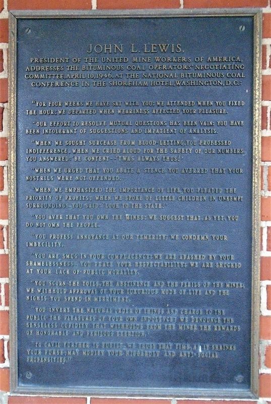 John L. Lewis Speech Marker image. Click for full size.