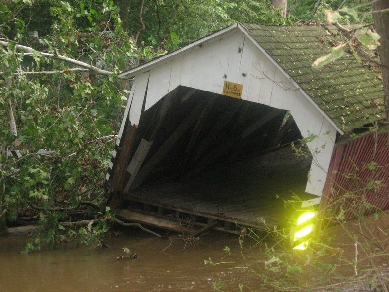 Siegrist Mill Bridge after the 2011 storm mentioned on marker image. Click for full size.