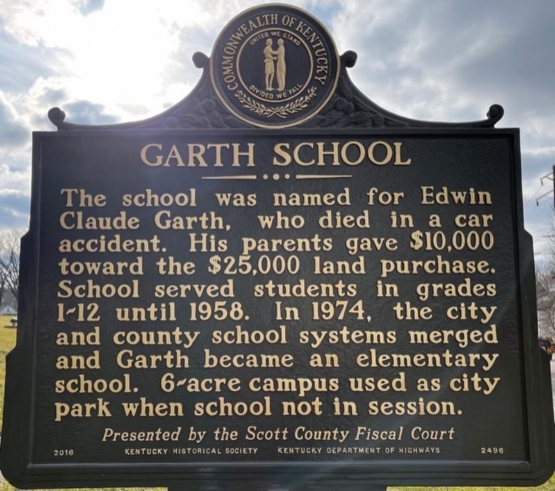 Garth School Marker. Click for full size. Garth School Marker image. Click for full size.