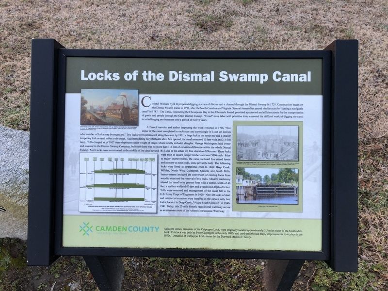 Locks of the Dismal Swamp Canal Marker. Click for full size. Locks of the Dismal Swamp Canal Marker image. Click for full size.