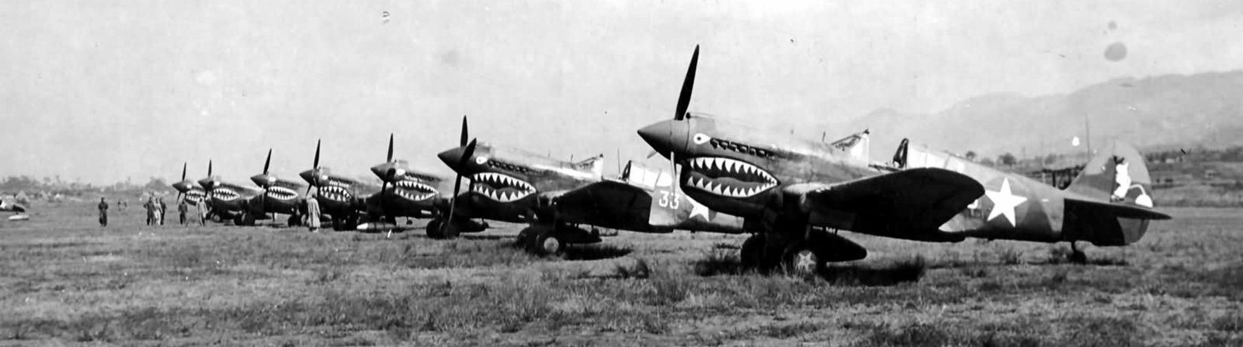 P-40Es of 16th Fighter Squadron, 23rd FG; Kweilin China, October 1942 image. Click for full size.