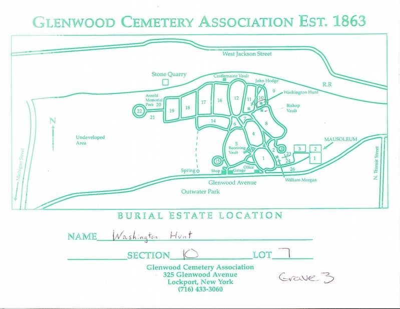 Map to Washington Hunt Memorial. Click for full size. Map to Washington Hunt Memorial image. Click for full size.