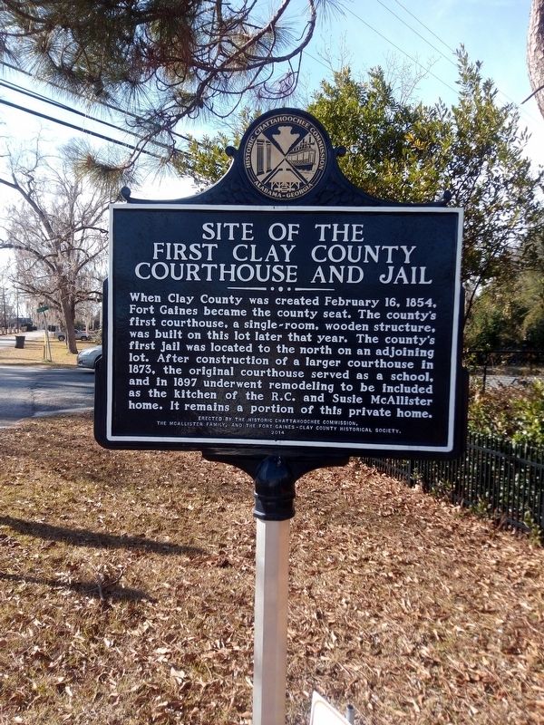 Site of the First Clay County Courthouse and Jail Marker image. Click for full size.