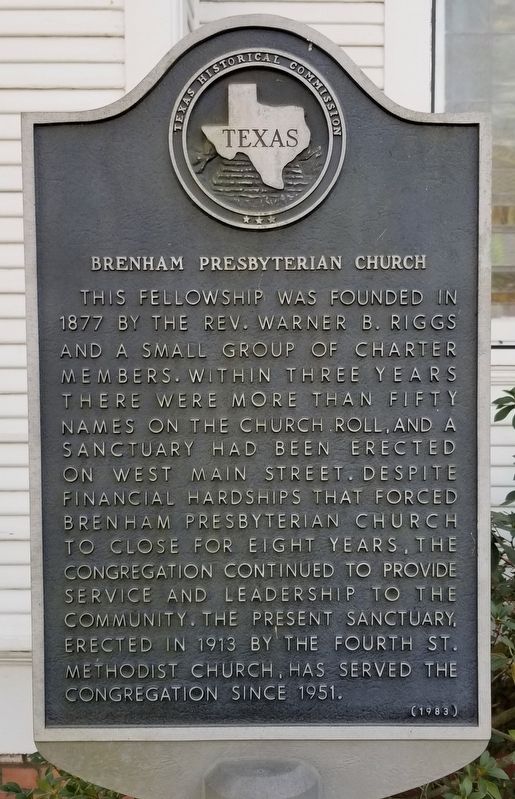 Brenham Presbyterian Church Marker image. Click for full size.