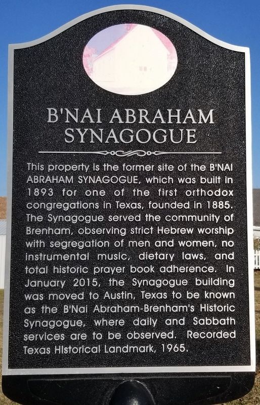 B'Nai Abraham Synagogue Marker image. Click for full size.