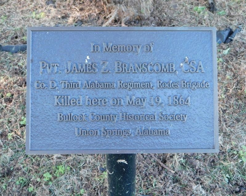 Pvt. James Z. Branscomb, CSA Marker image. Click for full size.