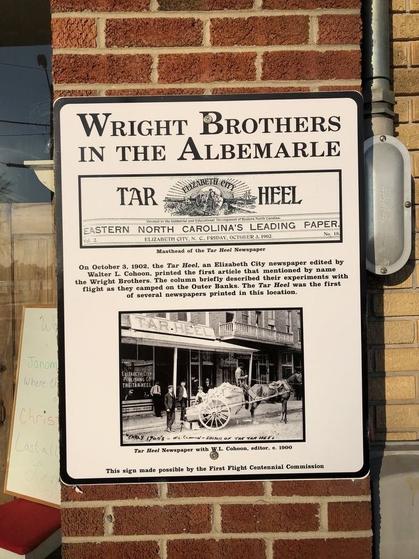 Wright Brothers in the Albemarle Marker image. Click for full size.