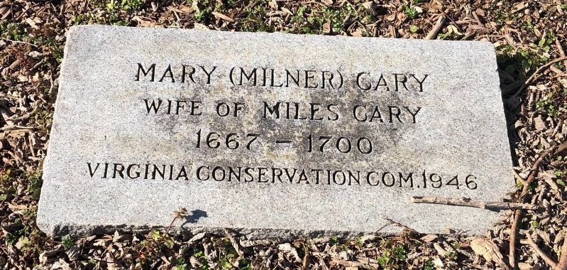 Grave site of Mary (Milner) Cary image. Click for full size.