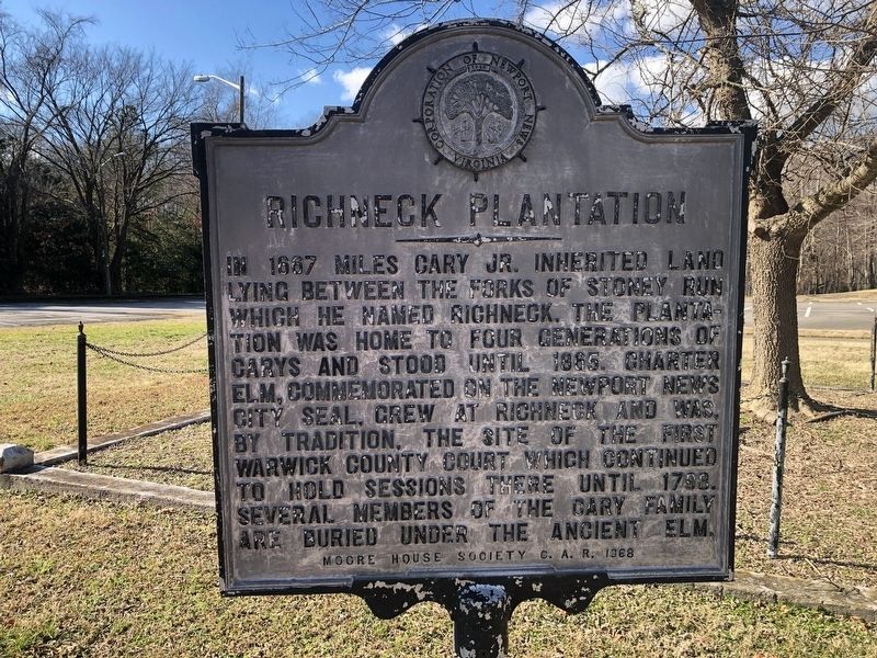 Richneck Plantation Marker image. Click for full size.