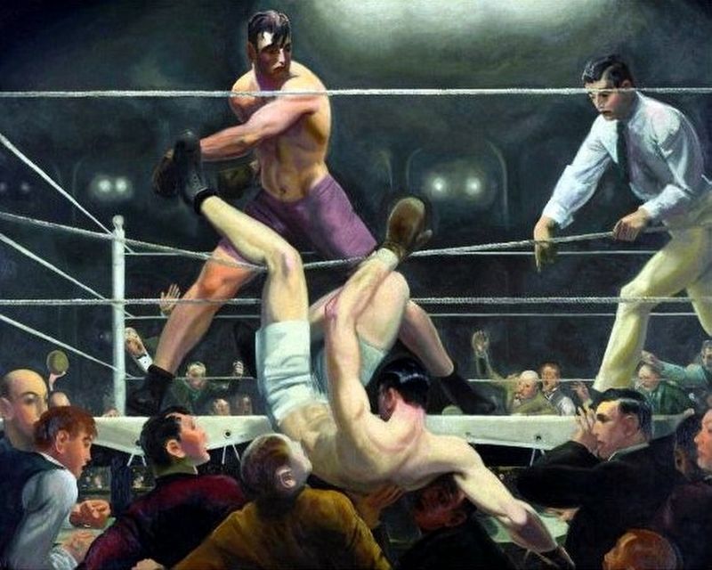 "Dempsey and Firpo" (aka "Dempsey Through The Ropes") image. Click for full size.